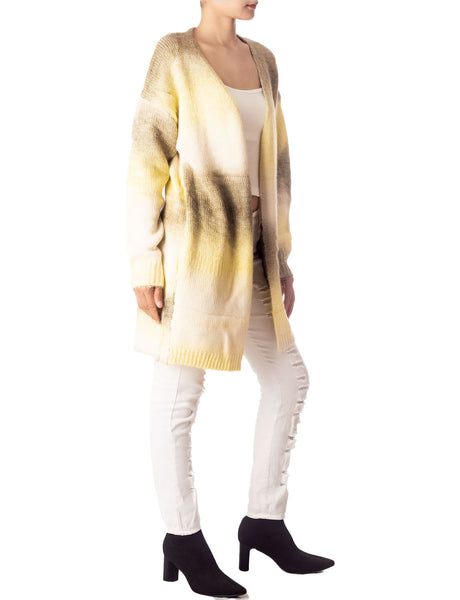Women's Gradient Multicolor Sweater Loose Oversized Long Sleeve Cardigan