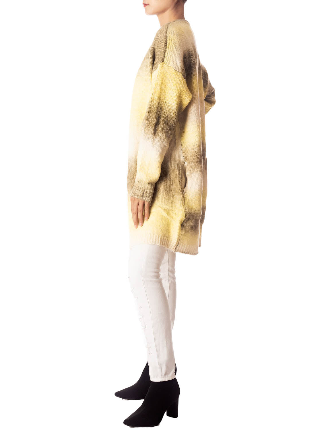 Women's Gradient Multicolor Sweater Loose Oversized Long Sleeve Cardigan