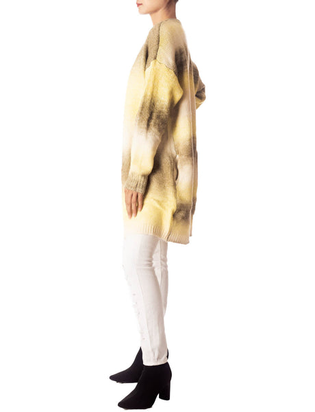 Women's Gradient Multicolor Sweater Loose Oversized Long Sleeve Cardigan