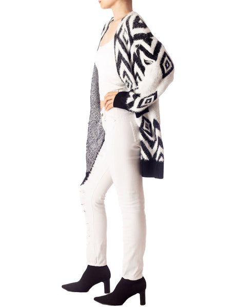 Women's Patterned Sweater Loose Oversized Casual Long Sleeve Cardigan