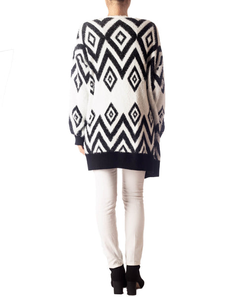 Women's Patterned Sweater Loose Oversized Casual Long Sleeve Cardigan