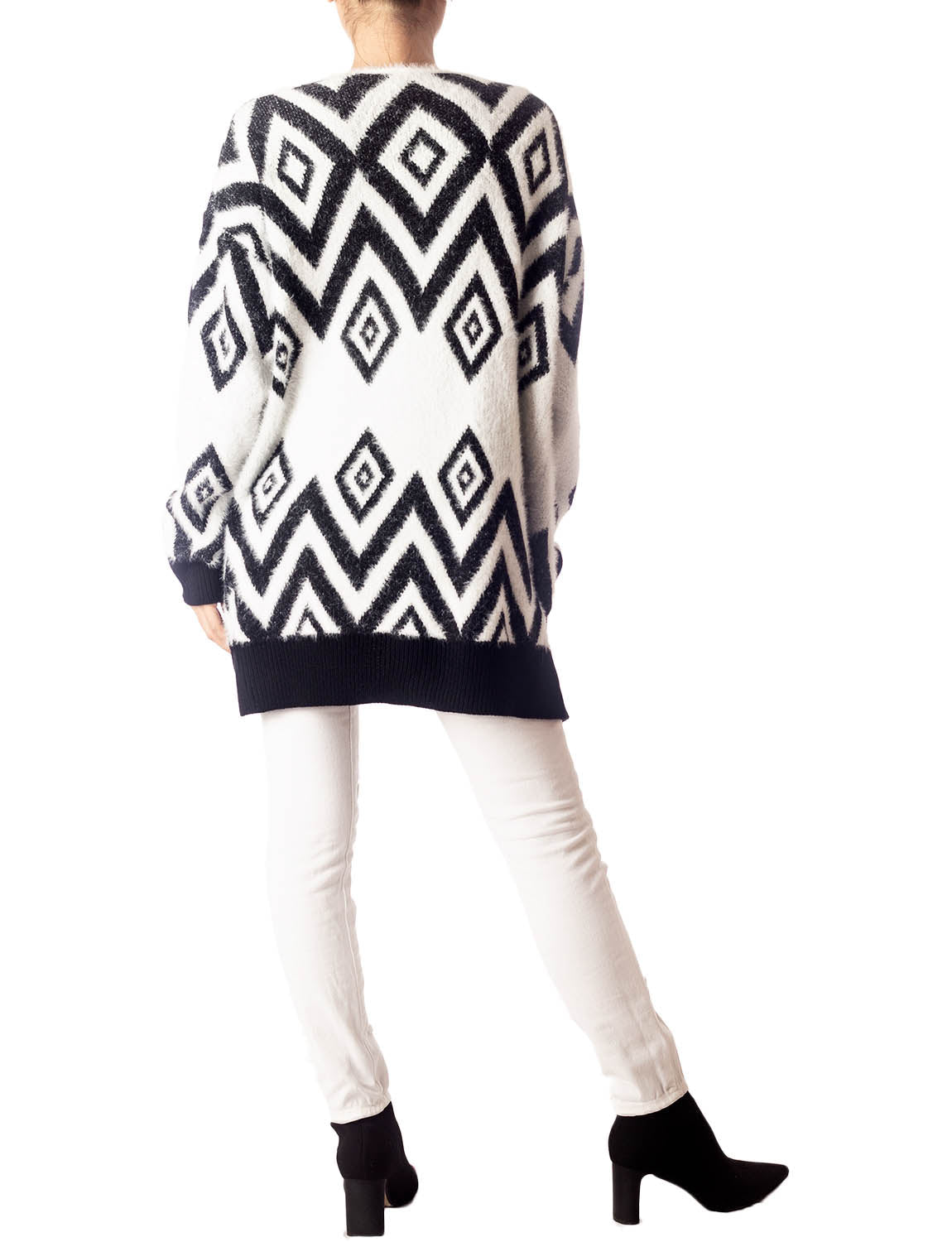 Women's Patterned Sweater Loose Oversized Casual Long Sleeve Cardigan