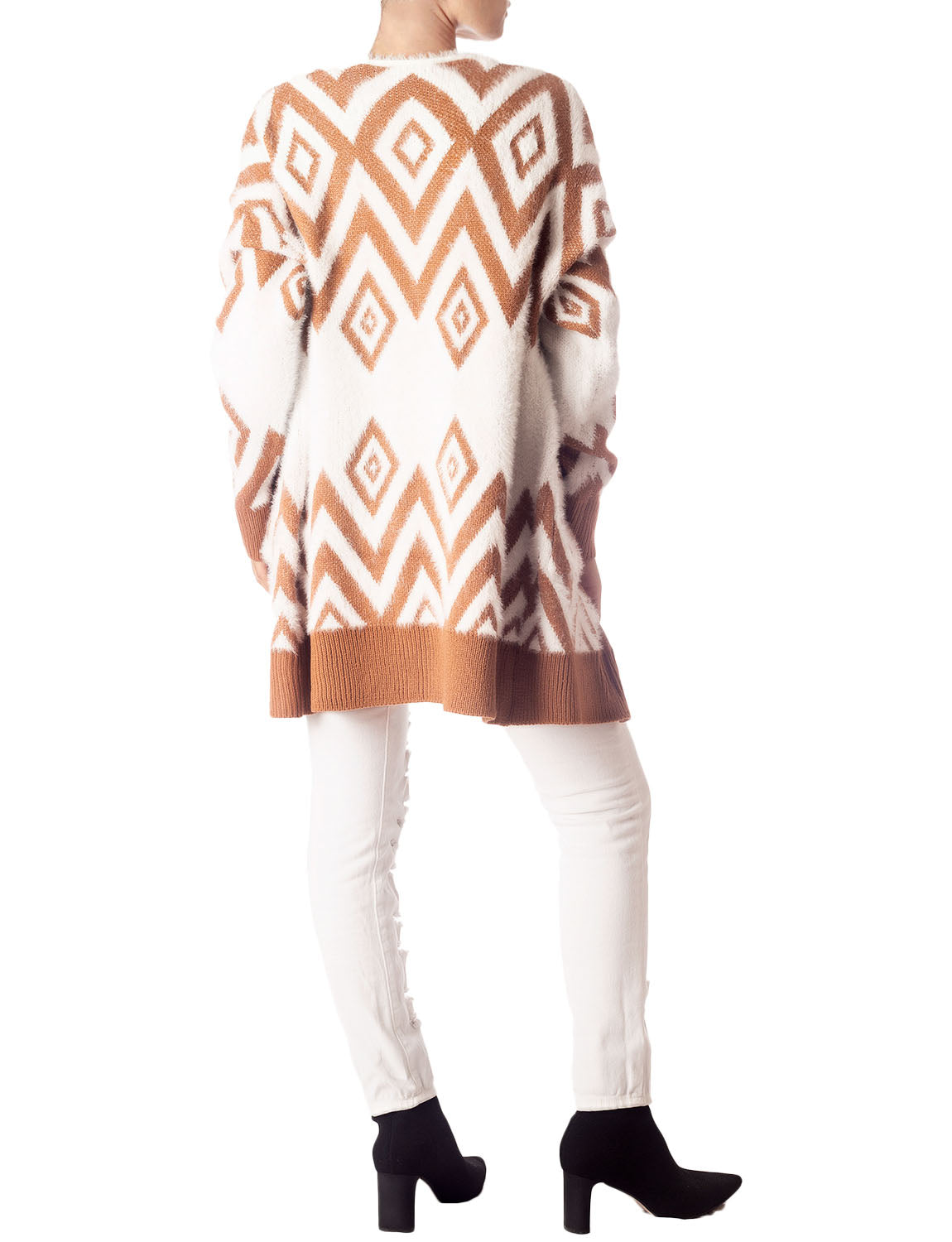 Women's Patterned Sweater Loose Oversized Casual Long Sleeve Cardigan
