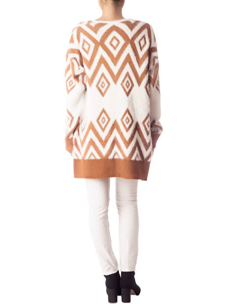 Women's Patterned Sweater Loose Oversized Casual Long Sleeve Cardigan