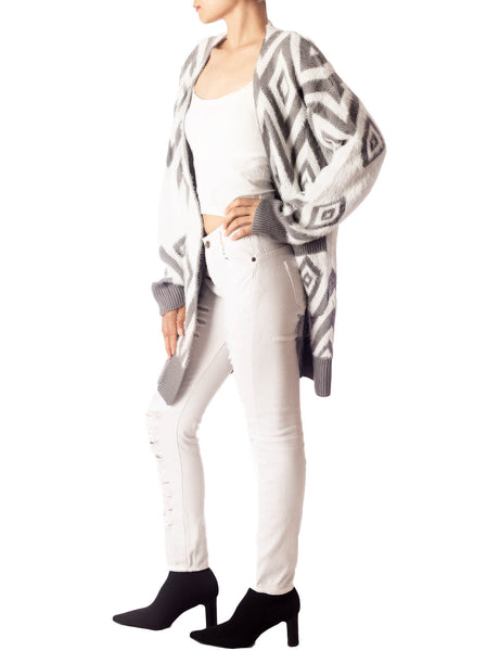 Women's Patterned Sweater Loose Oversized Casual Long Sleeve Cardigan