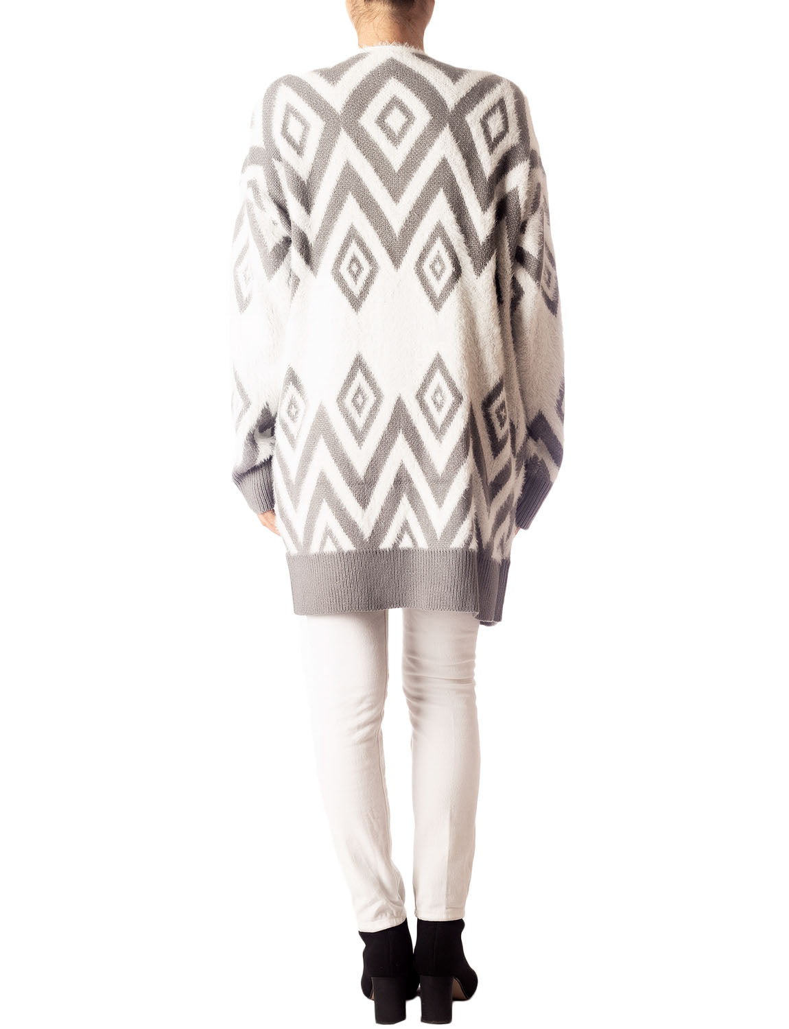 Women's Patterned Sweater Loose Oversized Casual Long Sleeve Cardigan