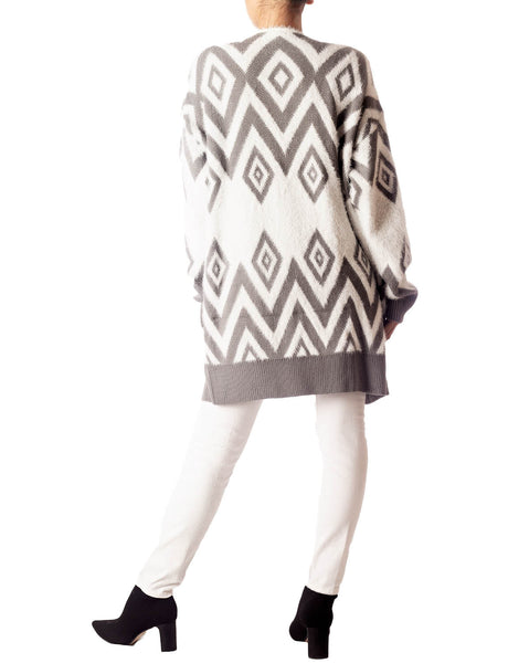 Women's Patterned Sweater Loose Oversized Casual Long Sleeve Cardigan