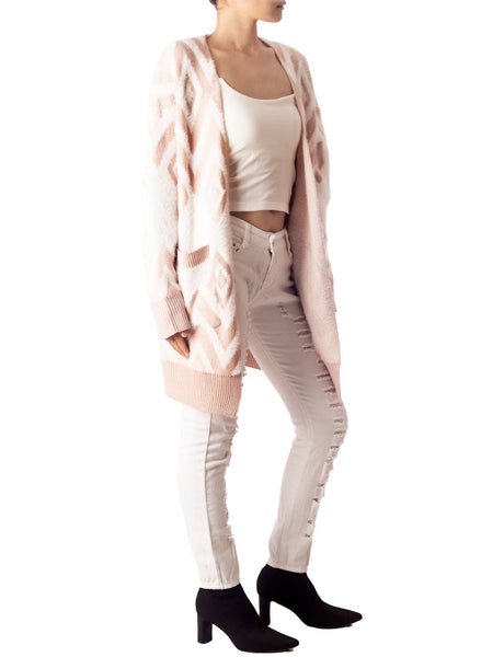 Women's Patterned Sweater Loose Oversized Casual Long Sleeve Cardigan