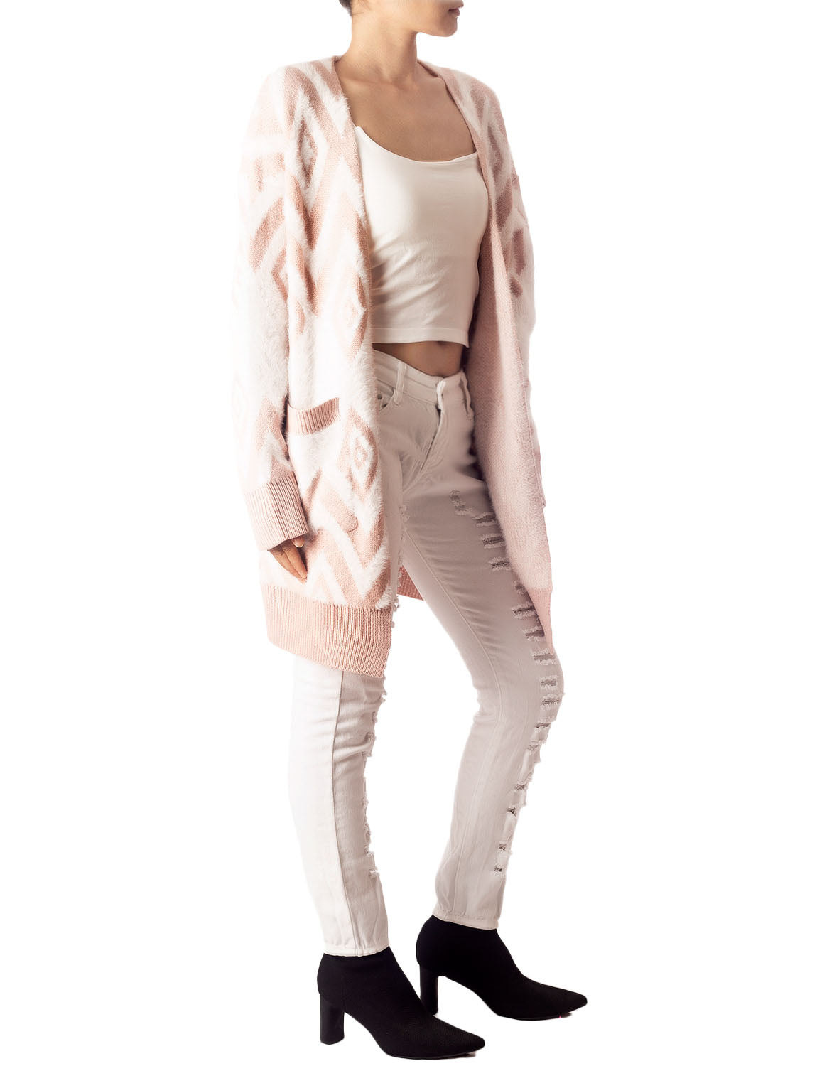 Women's Patterned Sweater Loose Oversized Casual Long Sleeve Cardigan