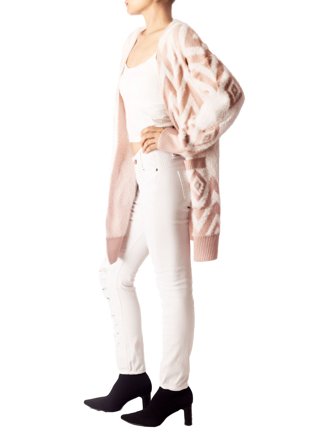 Women's Patterned Sweater Loose Oversized Casual Long Sleeve Cardigan