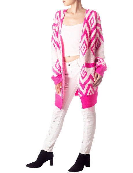 Women's Patterned Sweater Loose Oversized Casual Long Sleeve Cardigan
