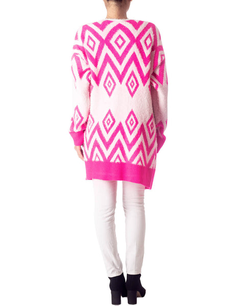 Women's Patterned Sweater Loose Oversized Casual Long Sleeve Cardigan