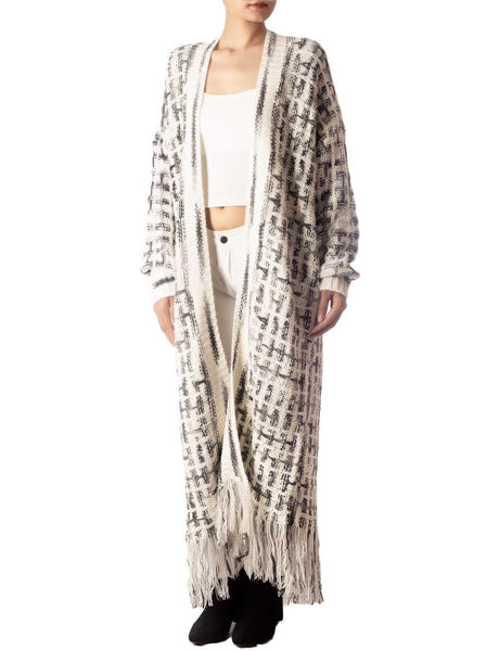 Women's Sweater Loose Oversized Casual Tassels Maxi Long Sleeve Cardigan
