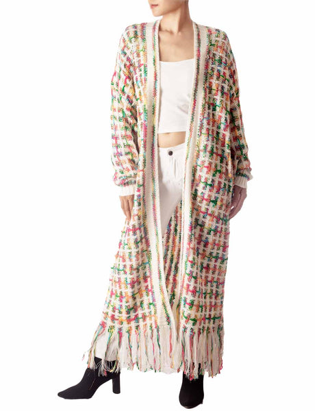 Women's Sweater Loose Oversized Casual Tassels Maxi Long Sleeve Cardigan