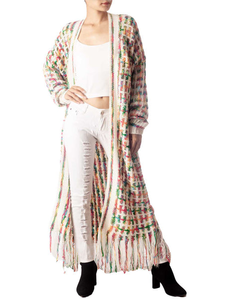 Women's Sweater Loose Oversized Casual Tassels Maxi Long Sleeve Cardigan