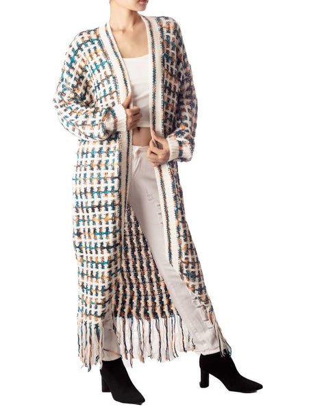 Women's Sweater Loose Oversized Casual Tassels Maxi Long Sleeve Cardigan