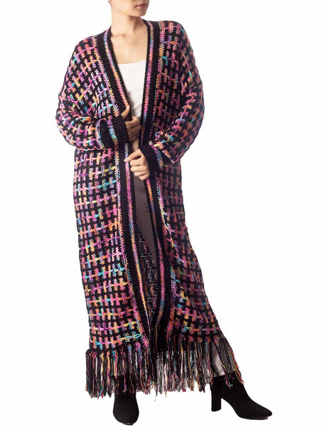 Women's Sweater Loose Oversized Casual Tassels Maxi Long Sleeve Cardigan