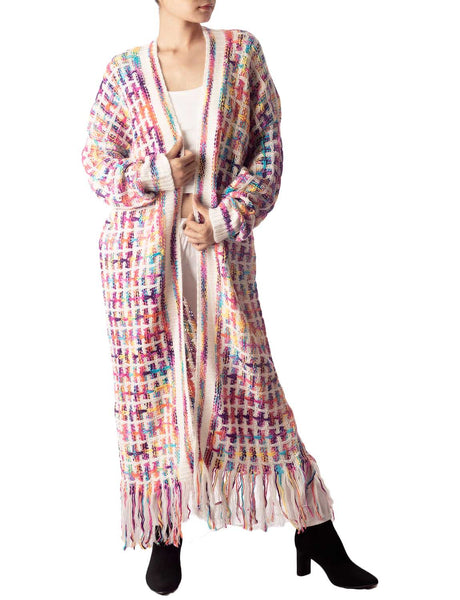 Women's Sweater Loose Oversized Casual Tassels Maxi Long Sleeve Cardigan