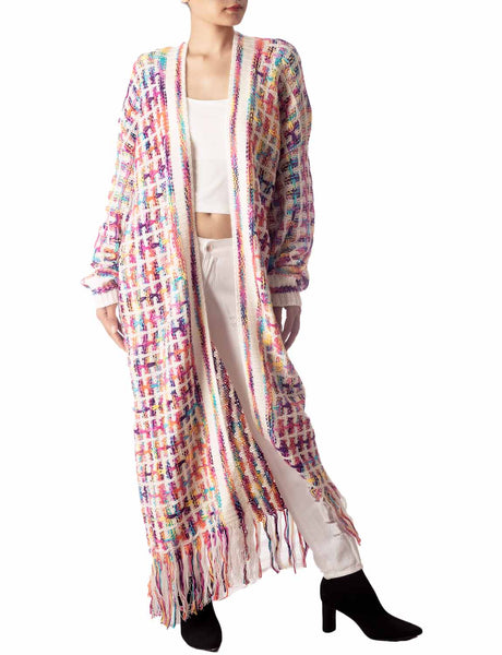 Women's Sweater Loose Oversized Casual Tassels Maxi Long Sleeve Cardigan