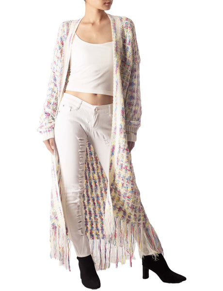 Women's Sweater Loose Oversized Casual Tassels Maxi Long Sleeve Cardigan