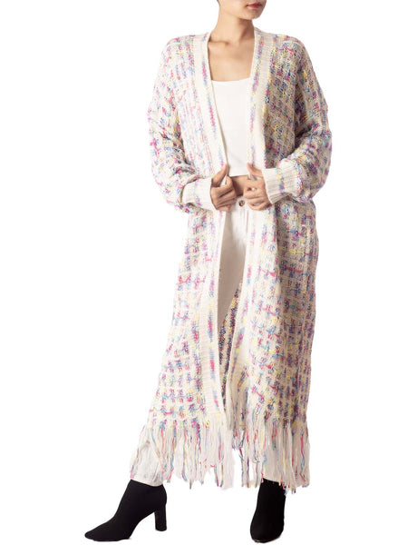 Women's Sweater Loose Oversized Casual Tassels Maxi Long Sleeve Cardigan