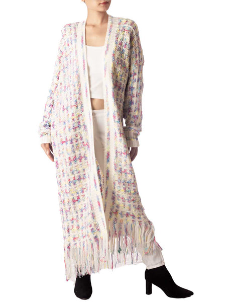Women's Sweater Loose Oversized Casual Tassels Maxi Long Sleeve Cardigan