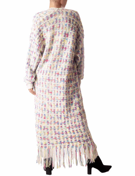 Women's Sweater Loose Oversized Casual Tassels Maxi Long Sleeve Cardigan