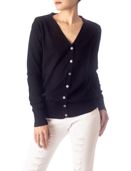 Women's Fashion Button V-neck Ladys Sweater Lightweight Cardigan
