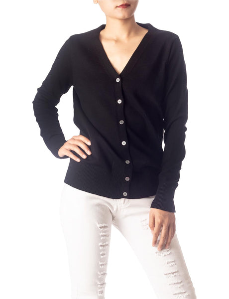 Women's Fashion Button V-neck Ladys Sweater Lightweight Cardigan