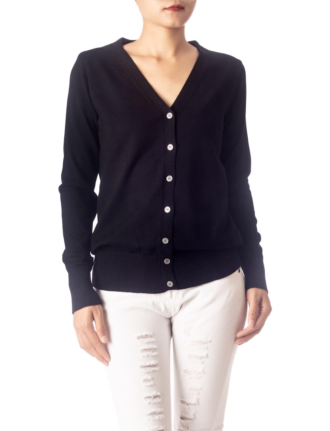 Women's Fashion Button V-neck Ladys Sweater Lightweight Cardigan