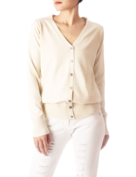 Women's Fashion Button V-neck Ladys Sweater Lightweight Cardigan