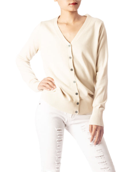 Women's Fashion Button V-neck Ladys Sweater Lightweight Cardigan