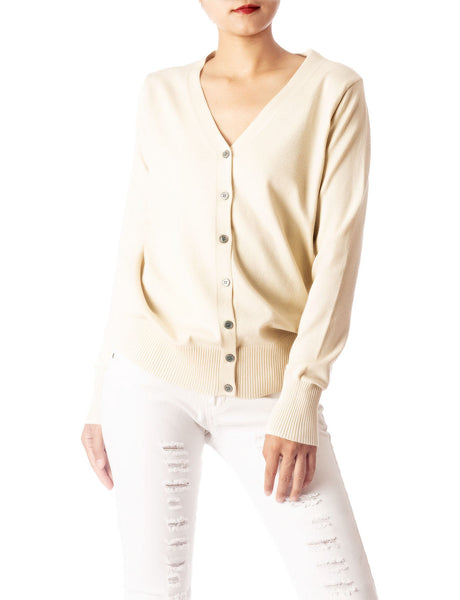 Women's Fashion Button V-neck Ladys Sweater Lightweight Cardigan