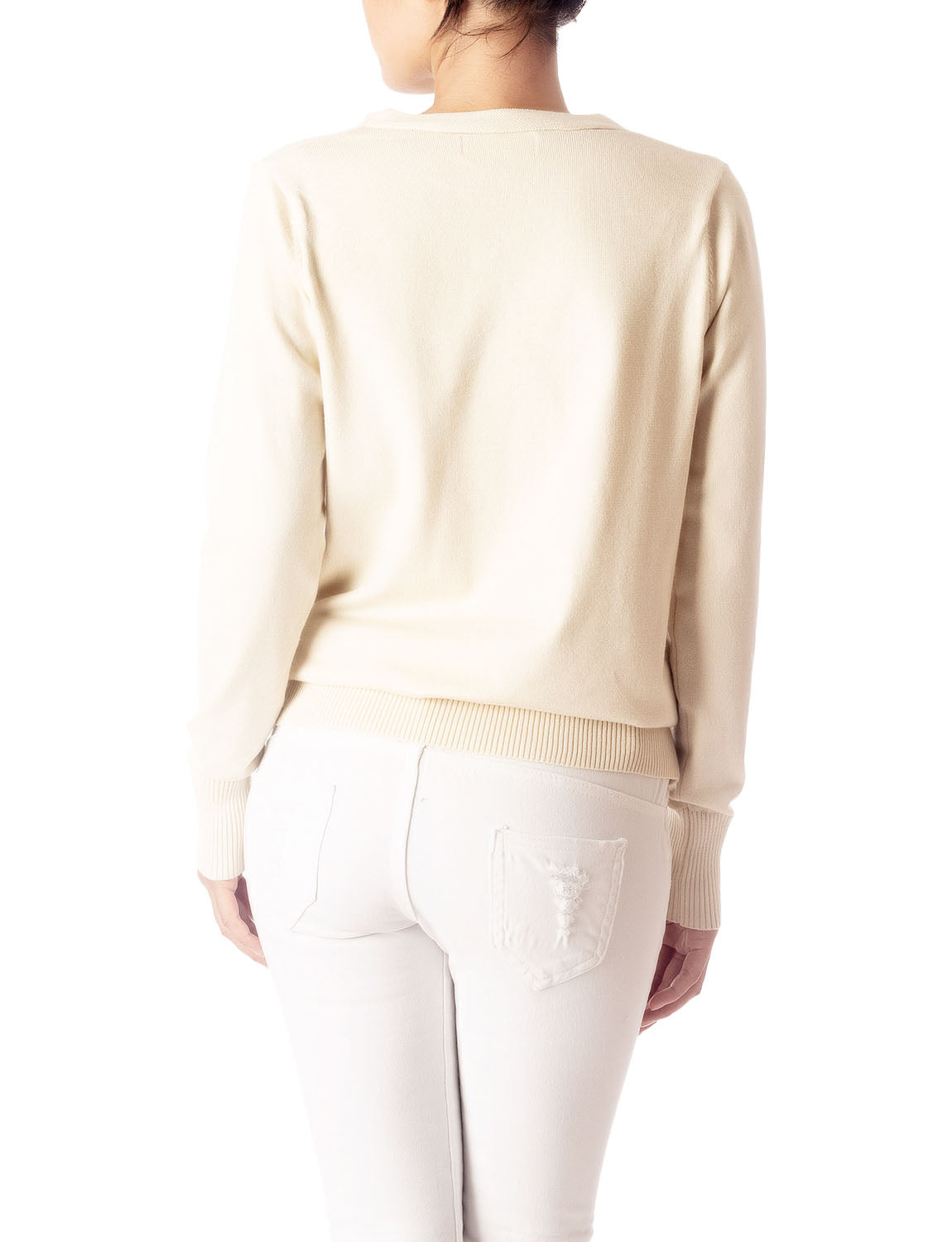 Women's Fashion Button V-neck Ladys Sweater Lightweight Cardigan