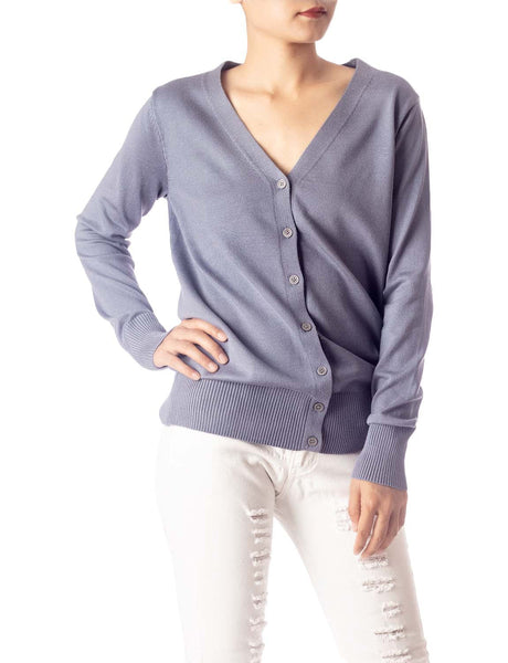 Women's Fashion Button V-neck Ladys Sweater Lightweight Cardigan