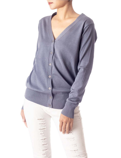 Women's Fashion Button V-neck Ladys Sweater Lightweight Cardigan