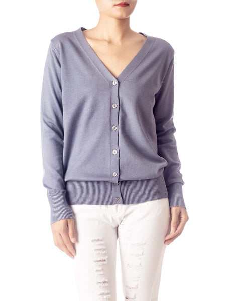 Women's Fashion Button V-neck Ladys Sweater Lightweight Cardigan