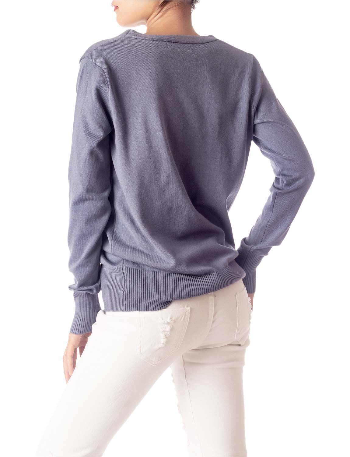 Women's Fashion Button V-neck Ladys Sweater Lightweight Cardigan