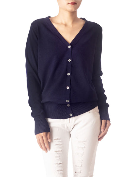 Women's Fashion Button V-neck Ladys Sweater Lightweight Cardigan
