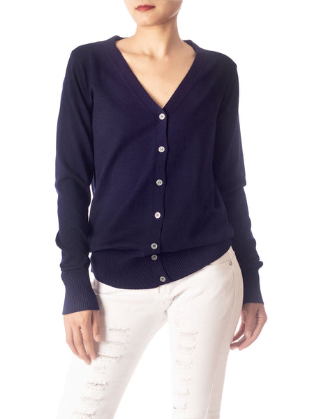 Women's Fashion Button V-neck Ladys Sweater Lightweight Cardigan
