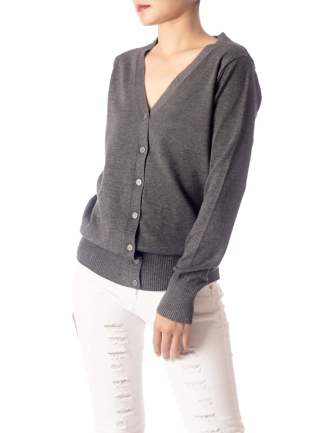 Women's Fashion Button V-neck Ladys Sweater Lightweight Cardigan