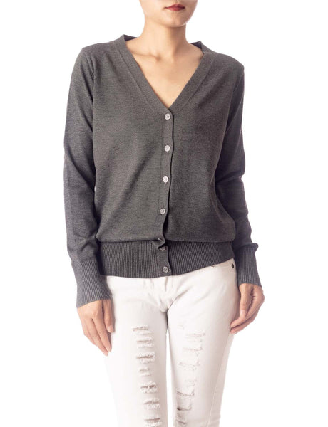 Women's Fashion Button V-neck Ladys Sweater Lightweight Cardigan