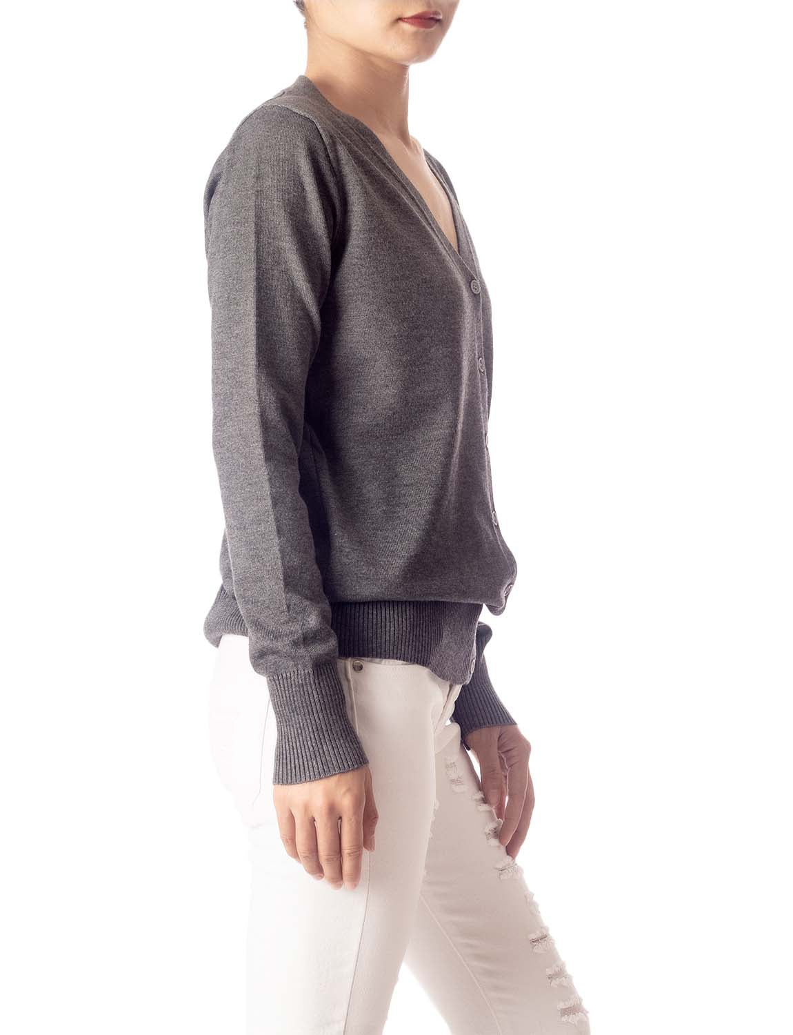 Women's Fashion Button V-neck Ladys Sweater Lightweight Cardigan