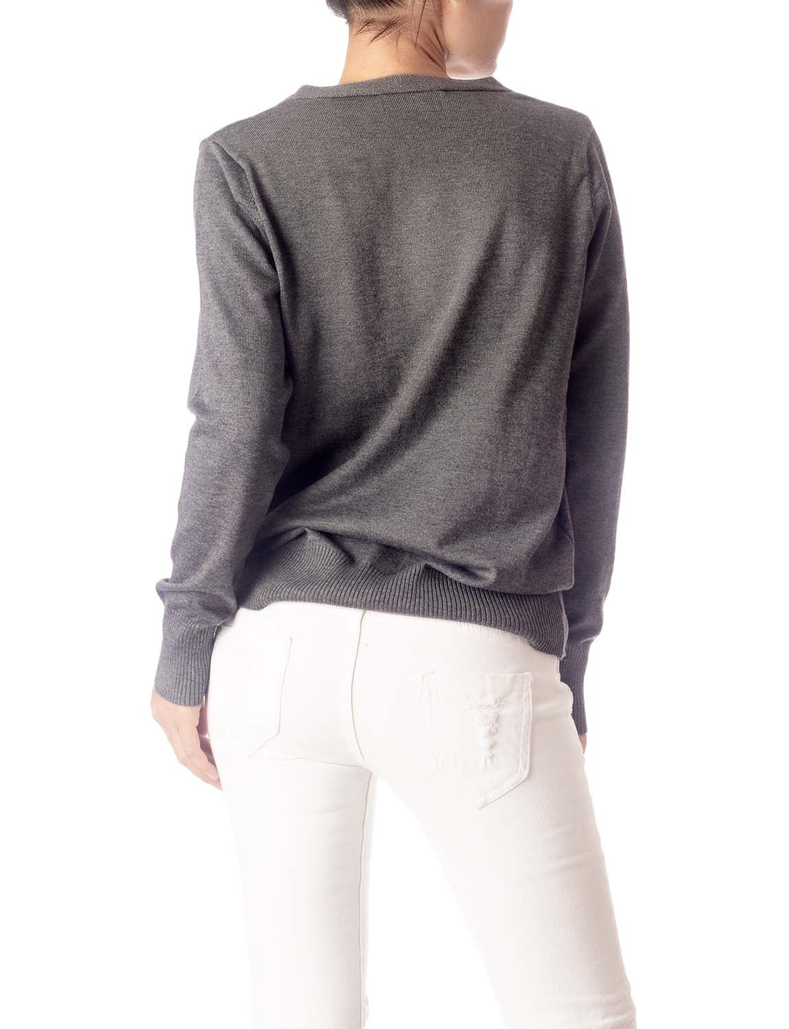 Women's Fashion Button V-neck Ladys Sweater Lightweight Cardigan