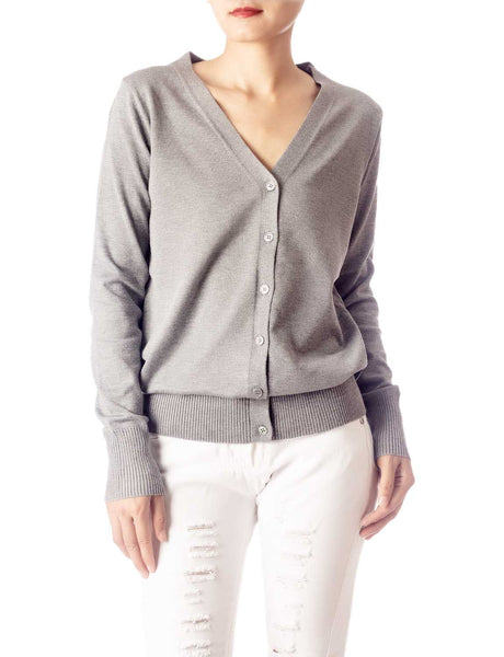 Women's Fashion Button V-neck Ladys Sweater Lightweight Cardigan