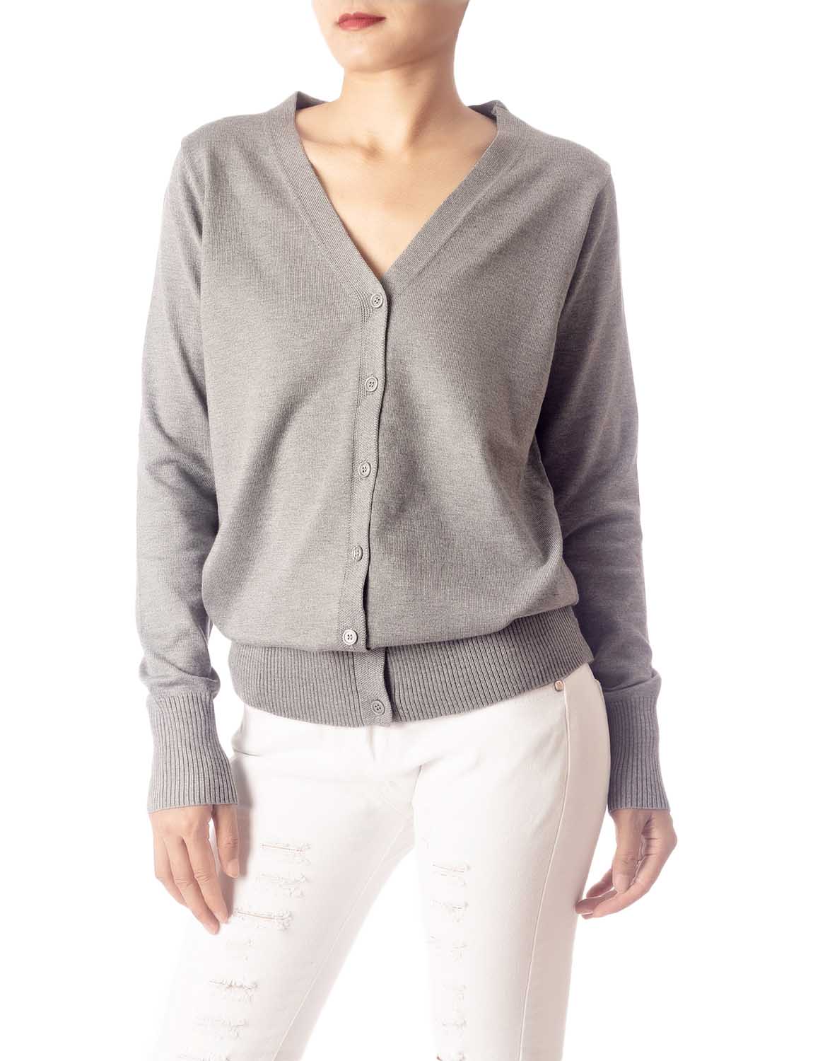 Women's Fashion Button V-neck Ladys Sweater Lightweight Cardigan