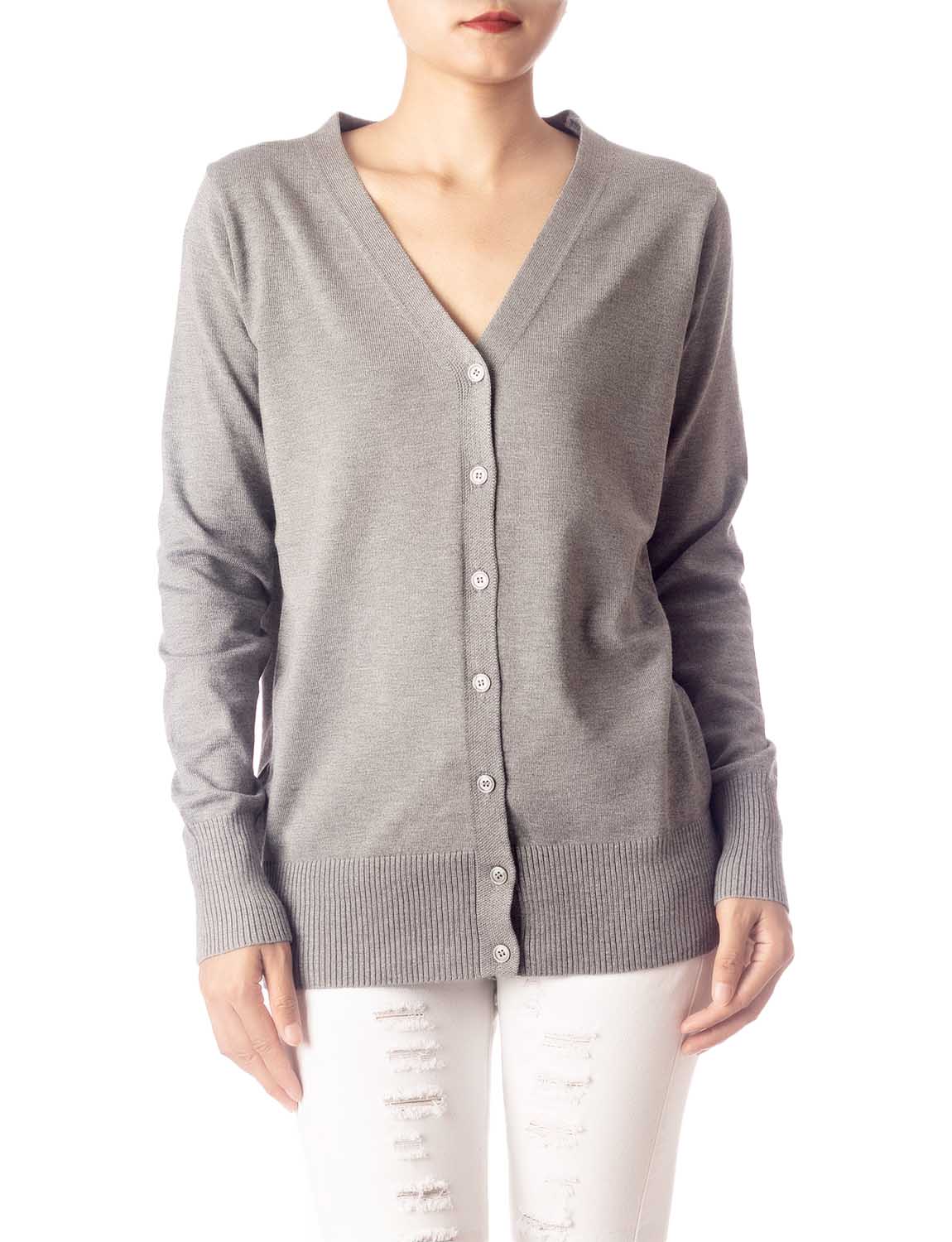 Women's Fashion Button V-neck Ladys Sweater Lightweight Cardigan