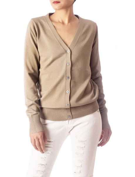 Women's Fashion Button V-neck Ladys Sweater Lightweight Cardigan