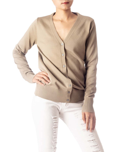 Women's Fashion Button V-neck Ladys Sweater Lightweight Cardigan