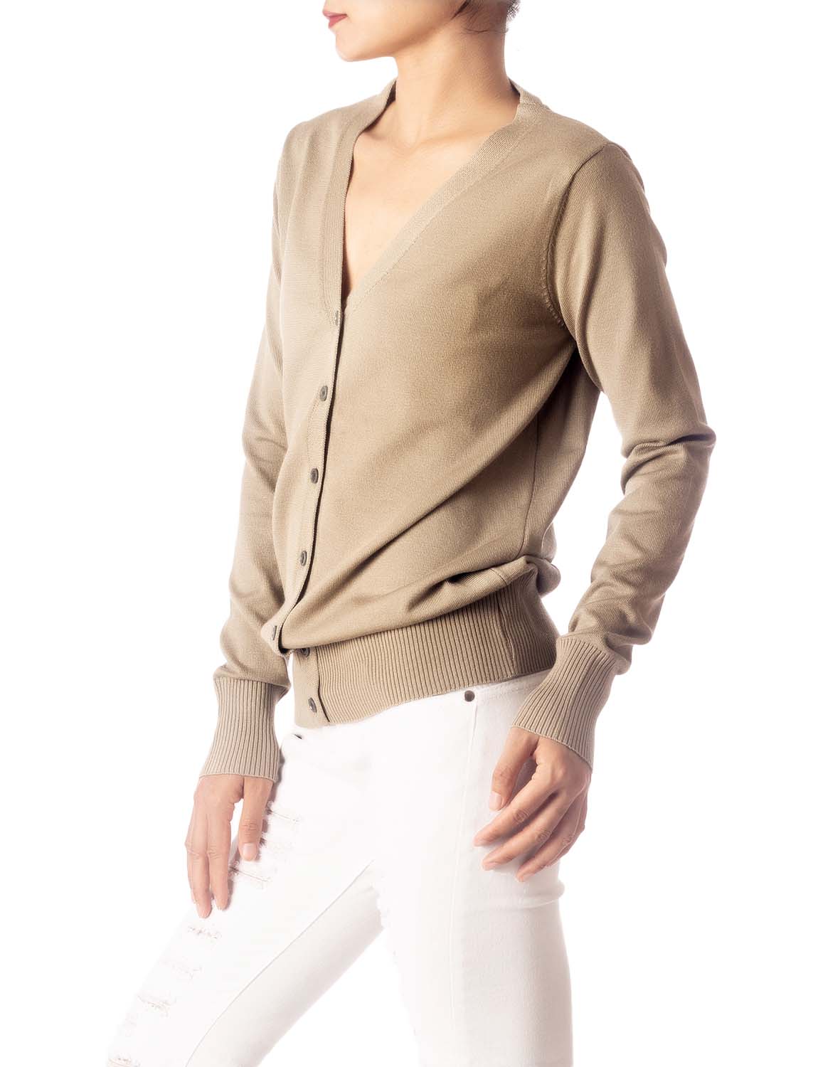 Women's Fashion Button V-neck Ladys Sweater Lightweight Cardigan